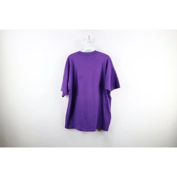 Vtg 90s Streetwear Mens XL Faded Spell Out Carnevale Party T-Shirt Purple USA - Picture 7 of 10